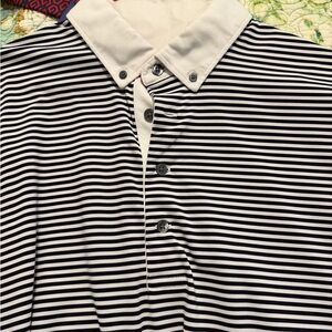 Greyson Classic Striped Polo in Black and White